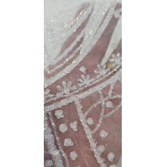 Tule Diamond Arabescos Off White Furtacor Modelo 12752  