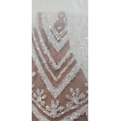 Tule Diamond Arabescos Off White Furtacor Modelo 12752  