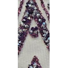 Tule Diamond Arabescos Uva Modelo 12752  