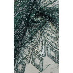 Tule Diamond Arabescos Verde Bandeira Modelo 12752