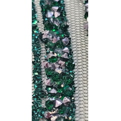Tule Diamond Arabescos Verde Bandeira Modelo 12752
