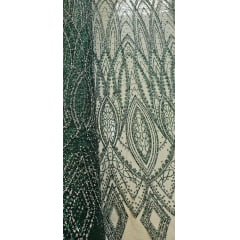 Tule Diamond Arabescos Verde Bandeira Modelo 12752