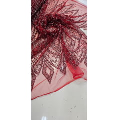 Tule Diamond Arabescos Vermelho Modelo 12752 