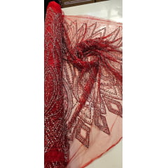 Tule Diamond Arabescos Vermelho Modelo 12752 