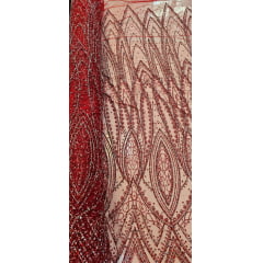 Tule Diamond Arabescos Vermelho Modelo 12752 