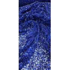 Tule Diamond com Paetê Azul Royal Tule Diamond com Paetê Azul Royal