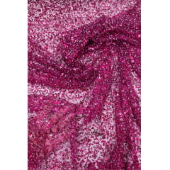 Tule Diamond com Paetê Pink Escuro