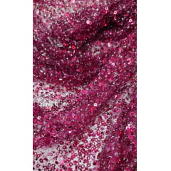 Tule Diamond com Paetê Pink Escuro