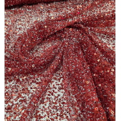 Tule Diamond com Paetê Vermelho Tule Diamond com Paetê Vermelho