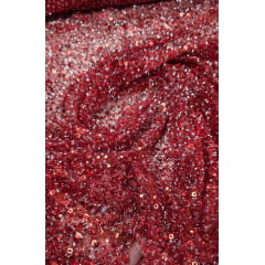 Tule Diamond com Paetê Vermelho