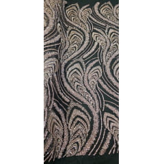 Tule Preto Bordado Premium com Pedrarias Rosê  HS1055  