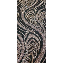 Tule Preto Bordado Premium com Pedrarias Rosê  HS1055  
