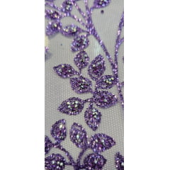Tule Roxo com Glitter Diamond Flores e Galhos Lilás