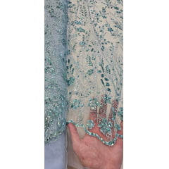 Tule Serenity Bordado com Glitter e Paetês Tiffany Colados  ST2025 