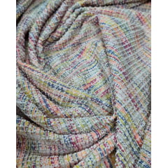 Malha Tweed Multicolor com Fio Metálico
