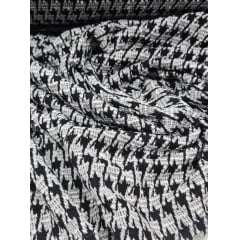 Malha Tweed Pied Poulle Preto