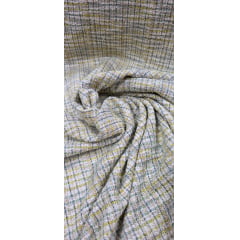 Tweed de Malha com Fio Metálico Multicolor Tons de Verde