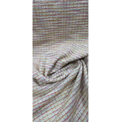 Tweed de Malha com Fio Metálico Multicolor Vermelho e Laranja