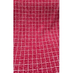 Tweed de Malha com Fio Metálico Xadrez Vermelho com Branco
