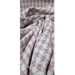 Tweed Pesado com Fio Metálico Pied Poule Rosa