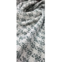 Tweed Pesado com Fio Metálico Pied Poule Verde