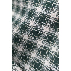 Tweed Pesado Xadrez Verde e Branco com Fio Metálico Dourado ST01