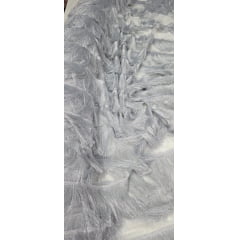 Tule com Franjas Metálicas Prata