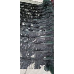 Tule com Franjas Metálicas Verde