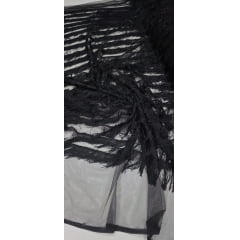 Tule com Franjas Preto