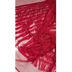 Tule com Franjas Vermelho