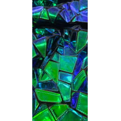 Veludo Bordado Flash Back Azul Royal e Verde Holográfico 