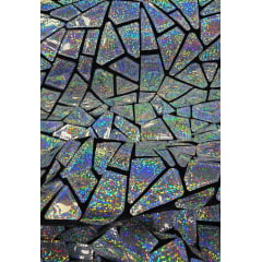 Veludo Bordado Flash Back Holográfico Prata Efeito Glitter