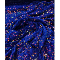 Veludo Cristal Bordado Holográfico Azul Royal Veludo Cristal Bordado Holográfico Azul Royal