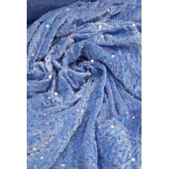 Veludo Cristal Bordado Holográfico Azul Serenity Veludo Cristal Bordado Holográfico Azul Serenity