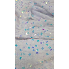 Veludo Cristal Bordado Holográfico Branco