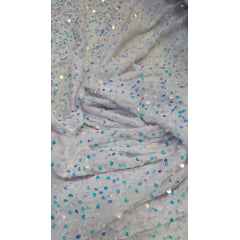 Veludo Cristal Bordado Holográfico Branco Veludo Cristal Bordado Holográfico Branco