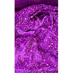 Veludo Cristal Bordado Holográfico Roxo