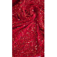 Veludo Cristal Bordado Holográfico Vermelho