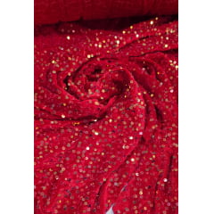 Veludo Cristal Bordado Holográfico Vermelho Veludo Cristal Bordado Holográfico Vermelho