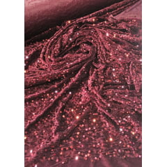 Veludo Cristal Bordado Marsala