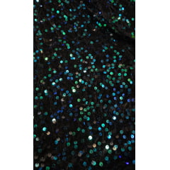 Veludo Cristal Bordado Preto Holográfico Verde Veludo Cristal Bordado Preto Holográfico Verde