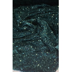 Veludo Cristal Bordado Verde Floresta