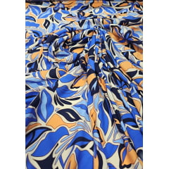 Popeline de Viscose Estampada Floral Azul 416B