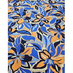 Popeline de Viscose Estampada Floral Azul 416B