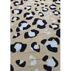 Viscose Animal Print Onça Fundo Creme
