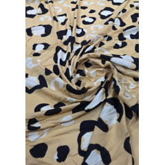 Viscose Animal Print Onça Fundo Creme