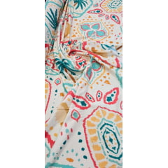  Viscose Estampada Digital Fundo Amarelo Claro M0034