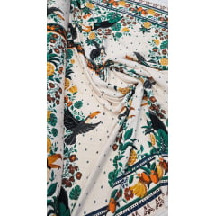  Viscose Estampada Digital Fundo Creme P7602
