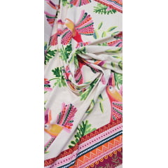  Viscose Estampada Digital Fundo Off White  P6758