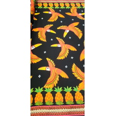  Viscose Estampada Digital Fundo Preto E0001